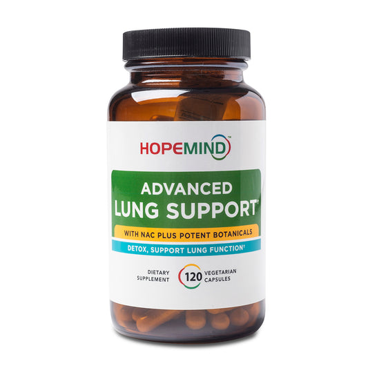 HopeMind Advanced Lung Support supplement supports healthy lungs with NAC plus potent botanicals.