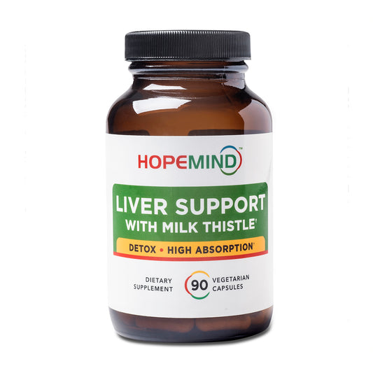 HopeMind Liver Support with Milk Thistle: Milk Thistle is an herb used to detoxify and protect the liver. Our high-quality Milk Thistle is standardized to 80% silymarin.
